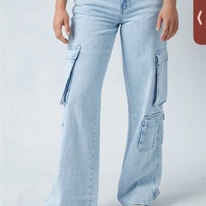 Pacsun Women's Light Blue Cargo Jeans